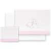 Interbaby Set Lenzuola Cotone Culla 50x80 cm Orso Elef. Palloncini Rosa | Set lenzuola culla e navicella 50x80 in flanella di cotone: lenzuolo con angoli, sopra e federa, inverno, regalo nascita