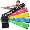 PORTENTUM Elastici Fitness - Set di 5 Bande Elastiche in Lattice con 5 Livelli di Resistenza e Borsa per Riporle, per Palestra, Yoga, Pilates e Fisioterapia