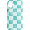 Turquoise Checkered Pattern - Gifts Co. Custodia per iPhone 16 Plus Acquerello turchese a scacchi a scacchi verde acqua