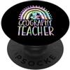 Matching Groovy 60s Style Teacher Spirit Geografia Insegnante Bohemian Rainbow Estetica sana PopSockets PopGrip Adesivo