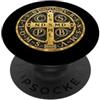 Medaglia sacramentale cristiana Medaglia di San Benedetto - Simbolo del Santo cattolico PopSockets PopGrip Adesivo