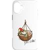GNOMELICIOUS funny Gnome and Food meme Custodia per iPhone 16 Plus Rilassante altalena in cocco con gnomo