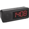 TFA DOSTMANN Sveglia radio 60.2546.01 con funzione radio, display a contrasto e funzione di ricarica per dispositivi mobili, plastica, nero, 170 x 105 x 110 mm
