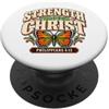 Strength Through Christ Philippians Fait Forza attraverso Cristo Filippesi 4:13 Farfalla PopSockets PopGrip Adesivo