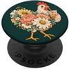 Chicken Coop Humor Cottagecore Pollo con Caffè Freddo e Fiori PopSockets PopGrip Adesivo