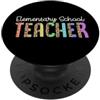 Matching Groovy 60s Style Teacher Spirit Modello colorato con stampa leopardata per insegnante di scuola elementare PopSockets PopGrip Adesivo