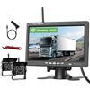 Realdio Set Doppia Retrocamera Wireless 1080P, Monitor 7 Pollici | Visione Notturna IP68, BSD, Linee Guida Regolabili e 12-36V per Camper, Auto, Camion, Bus, Furgone e Roulotte