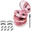 Kryolithm Set di 4 paia di ciglia finte magnetiche, colore rosa, look naturale | Ciglia 3/4 mezze e piene, scatola a 3 strati con specchio, riutilizzabili, senza colla, con applicatore