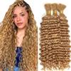 Hxxcoup Deep Wave Braiding Human Hair Extension #27 Honey Blonde prolungamento capelli Unprocessed Human Hair Extensions For Boho Braids No Weft 50g/bundle Total 150g 16 16 16 Inch