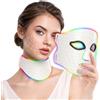 Unegnel Maschera LED 7 Colori Viso & Collo, Ricaricabile per Linee Sottili | Maschera a luce rossa ricaricabile effetto rivitalizzante, facile da usare per cura quotidiana viso & collo a casa