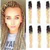 Cybelleza 24" Trecce Capelli Finti Extension Ombre Marrone&Beige Treccine Afro Sintetici Fibre Jumbo Braiding, Confezione da 6