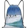 Kfjghhl Snow Mountain Penguin Borsa con coulisse Zaino Sport Sackpack Bulk Cinch Gym Bag Donne Uomini Bambini Sport All'aperto, Nero , M, Vacanze