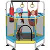 GT GETCO TECH Trampolino elastico per bambini, 150 cm, per interni ed esterni, 200 kg, con rete di sicurezza
