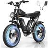 YVY C20 Max Bicicletta Elettrica, Autonomia 300km, Batteria Rimovibile 52V 40Ah, Doppio Motore 180Nm, Fat Bike Elettrica, MTB Elettrica 7 Velocità, E-Bike Doppia Sospensione, Doppio Disco, Schermo LCD