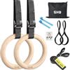 GHB Anelli da Ginnastica in Legno Anelli da Palestra 30 mm Anelli Olimpici Cinghie Regolabili Pull Up Anelli Set per Allenamento bodyweight Fitness
