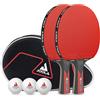 JOOLA Tischtennis Set Duo Carbon 2 Tischtennisschläger + 3 Tischtennisbälle + Tischtennishülle, rot/schwarz, 6-teilig
