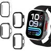 NEWZEROL 4 Pezzi Cover Compatibili per Xiaomi Redmi Watch 6 Lite | [AntiGraffio] Vetro Temperato Integrato Custodia per PC, HD Protezione Custodia - Nero/Argento/Trasparente/Acciaio Titanio