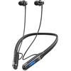 Generico Auricolari Bluetooth da Collo, Auricolari Intrauricolari Wireless a Conduzione Ossea, con Cancellazione Intelligente del Rumore, Ideali per il Gaming e a Bassa Latenza, Resistenti all'Acqua IPX5, Nero