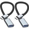 XMSJSIY Adattatore da USB C a USB 3.0, 5 Gbps, da tipo C maschio a tipo A femmina, adattatore OTG 5V3A, cavo dati di ricarica, cavo di prolunga compatibile con telefoni cellulari, laptop, tablet, 2