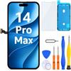 LL TRADER Schermo per iPhone 14 Pro Max LCD 6,7'' e Kit di Riparazione A | Display FHD con 3D Touch e Digitalizzatore, Dotato di Nastro Adesivo Impermeabile e Pellicola Protettiva