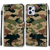 YKTO per Motorola Moto G13/G23/G53 Custodia Flip Wallet Phone Case Dipinto Flip Portafoglio Custodia Protettive Magnetiche con Cover Stand Phone Caso Multifunzione Phone Cover MotoG23,Verde mimetico