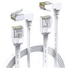 JUXINICE Confezione da 2 cavi Ethernet ad angolo retto Cat 6 a 90 gradi, cavo patch Ethernet Cat7 da 1,8 m, 10 Gbps, ad alta velocità, piatto, CAT6, Gigabit Internet, LAN - Bianco (UP+Down) Angolo
