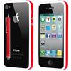 ebestStar - Bumper Cover Compatibile con iPhone 4, 4S Custodia Protezione Sottile Slim, Anti Shock Assorbimento Urti + Penna, Rosso/Bianco [Apparecchio: 115.2 x 58.6 x 9.3mm, 3.5'']