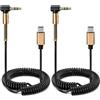 Volink Cavo audio stereo USB-C a jack da 3,5 mm (1 m, spiralato) | Per iPhone 17/16 Pro Max Samsung Galaxy S25/S24 Ultra iPad Pro Pixel 9 XL, autoradio Xiaomi tablet MacBook e notebook