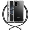 ANFAIRLACE Cover Cordino Compatibile con Xiaomi Redmi Note 17 Pro 5G, Nero | Custodia Laccio Trasparente Silicone Morbido Regolabile Antiurto Rinforza Angoli Chiaro Case