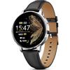 TIFOZEN Smartwatch Donna, 1,27 Elegante e Piccolo con Cardiofrequenzimetro/SpO2/Sonno/Ciclo Mestruale/120+ modalità Sportive/Contapassi/Cinturino in Pelle per Android e iOS (Argento/Nero)