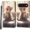 Salanheo Cover per Google Pixel 9 Pro XL / 10 Pro XL / 11 Pro XL, Gatto felice | Portacarte, Chiusura Magnetica, Flip Case, Antiurto Custodia, Funzione Stand