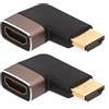 HTGuoji Adattatore di estensione HDMI 8K, connettore HDMI ad angolo retto maschio a femmina, adattatore di prolunga HDMI 2.1 con 8K a 60Hz, 4K a 120Hz, HDR, eARC per HDTV Switch PS5 Xbox, 2 pezzi (destra)