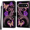 Salanheo Cover per Google Pixel 9 Pro XL / 10 Pro XL / 11 Pro XL, Farfalla dorata | Portacarte, Chiusura Magnetica, Flip Case, Antiurto Custodia, Funzione Stand