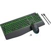 seenda Tastiera Bluetooth con mouse wireless, illuminata ed ergonomica, QWERTZ | Bluetooth e 2,4 G, accoppiamento di 3 dispositivi, 4 DPI, tasti silenziosi, poggiapolsi, ricaricabile, per Windows, macOS