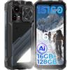 HOTWAV Hyper 8 E Rugged Smartphone Android 16 Indestructible Phone | 16GB+128GB/1TB TF Rugged Mobile Phone, 15100mAh 6.75 HD+ 48MP+16MP, Gemini AI, NFC/Face ID/OTG/GPS/Dual SIM 4G