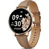 TIFOZEN Smartwatch Donna, 1,27 Elegante e Piccolo con Cardiofrequenzimetro/SpO2/Sonno/Ciclo Mestruale/120+ modalità Sportive/Contapassi/Cinturino in Pelle per Android e iOS (Rosa Oro/Marrone)