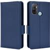 XFDSFDL® Custodia per Oppo A53/ A53s CPH2127/CPH2321/CPH2135 (6,5 pollici), in pelle PU, con supporto, magnetica, fibbia laterale a portafoglio, blu scuro