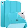MoKo Cover per iPad (A16) 11a Gen./10a Gen. 2025/2022, Ciano | per iPad Cover in TPU e Pelle PU Semi-Trasparente Sostegno Supporto Sottile con Morbido TPU Cover con Auto Svegliati/Sonno