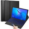QYiiD Custodia per tastiera touchpad retroilluminata per Huawei MediaPad T5 10.1 pollici, tastiera Bluetooth wireless magnetica staccabile per Huawei MediaPad T5 10 10.1, nero
