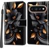Salanheo Cover per Google Pixel 9 Pro XL / 10 Pro XL / 11 Pro XL, foglie e fiori | Portacarte, Chiusura Magnetica, Flip Case, Antiurto Custodia, Funzione Stand