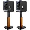 VeftBltrem Supporto per Altoparlanti Regolabile in Altezza 65-85cm in Faggio Massello, Portata 10kg, Supporto Universale per Altoparlante da Scaffale Satelliti e Monitor da Studio, Finitura Nera Elegante, Coppia