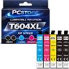 PcStore Cartucce Compatibili Epson T604 T604XL 604XL - Kit Nero Ciano Magenta Giallo - per XP-2200 XP-2205 XP-3200 XP-3205 XP-4200 XP-4205 WF-2910DWF WF-2930DWF WF-2935DWF WF-2950DWF (KIT 5 CARTUCCE)