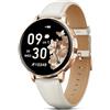 TIFOZEN Smartwatch Donna, 1,27 Elegante e Piccolo con Cardiofrequenzimetro/SpO2/Sonno/Ciclo Mestruale/120+ modalità Sportive/Contapassi/Cinturino in Pelle per Android e iOS (Rosa Oro/Galassia)