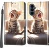 Salanheo Cover per Samsung Galaxy S26 FE, Gatto felice | Portacarte, Chiusura Magnetica, Flip Case, Antiurto Custodia, Funzione Stand