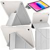 A-BEAUTY Cover Custodia per iPad (A16) 11ª/10ª Gen, Argento Grigio | Portapenna, Cover Retro Traslucido Sottile, Supporto Y Tri-Pieghevole, Auto Svegliati/Sonno