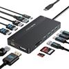 ACASIS Adattatore DisplayLink USB-C Docking Station 2x HDMI 4K60Hz | 100W PD, per Mac M1/M2/M3/M4/Windows, USB-A/C, Doppio Monitor Esteso,Nego