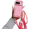 Emlivi Custodia per cellulare per Google Pixel 9, con scomparto per carte di credito, in silicone TPU, con cordino regolabile da appendere, antiurto, per pixel 9, rosa