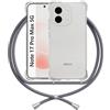 ANFAIRLACE Cover Cordino Compatibile con Xiaomi Redmi Note 17 Pro Max 5G, Grigio | Custodia Laccio Trasparente Silicone Morbido Regolabile Antiurto Rinforza Angoli Chiaro Case