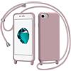 AOMYKE Cover per iPhone 6 / iPhone 7 / iPhone 8 / iPhone SE 2020/2022 con Cordino, Custodia con Laccio Collana Tracolla Collo Liquido Silicone Antiurto TPU Antiurto AntiGraffio Case - Rosa