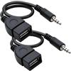 RDTOK 2 adattatori jack USB da 3,5 mm, AUX audio maschio a USB-A femmina | Compatibile con autoradio con decoder MP3, GPS, CD e DVD, colore nero